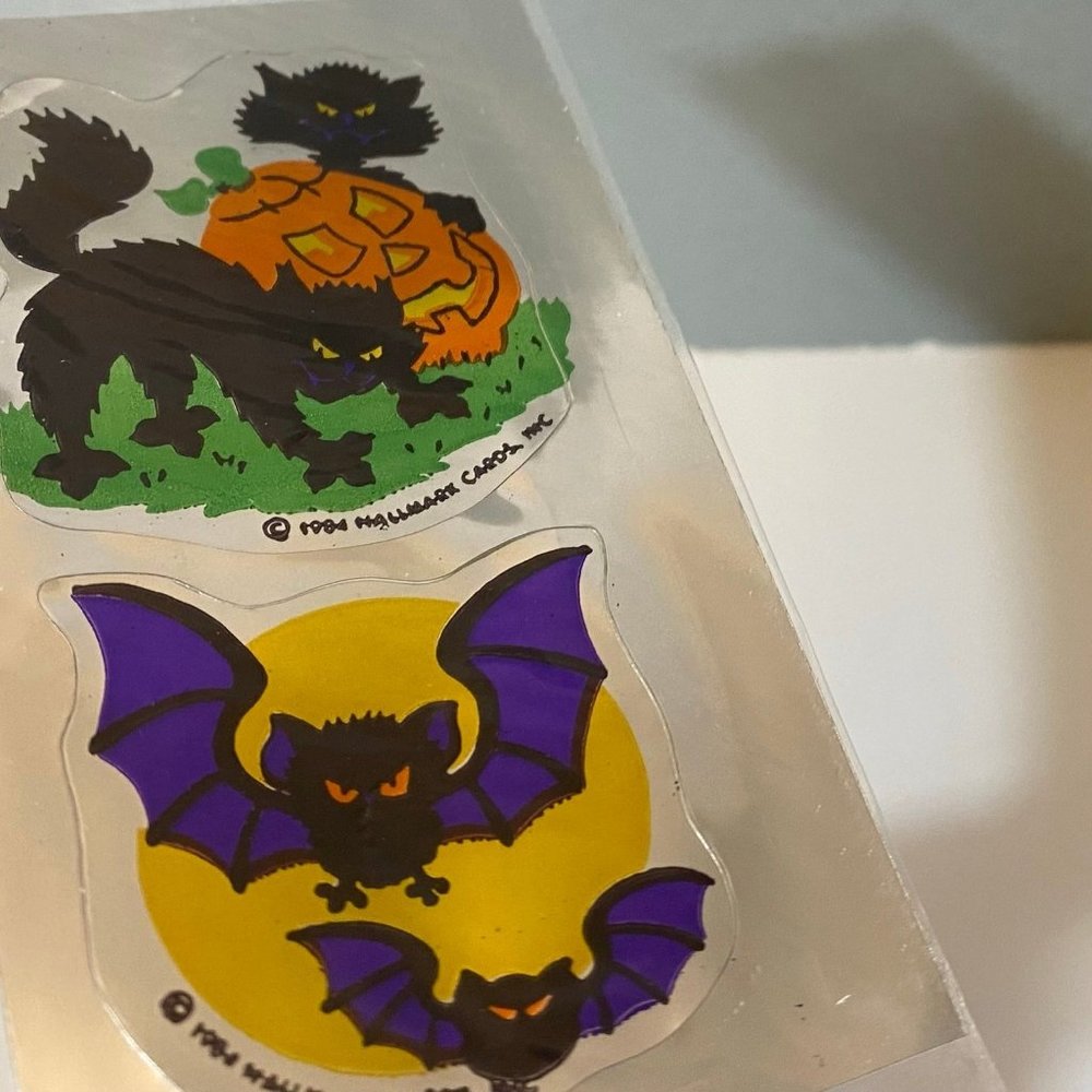Vintage Halloween Stickers Pumpkins Cats American Greetings Gibson Hallmark - Picture 7 of 12